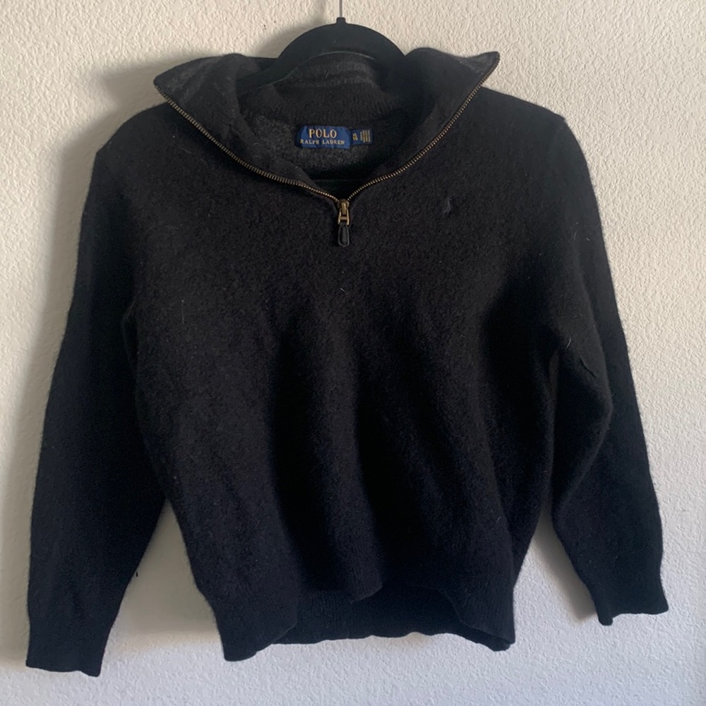 Polo by Ralph Lauren black kids wool/cashmere quarter zip
